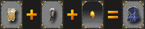 Scroll of Archangel más Blood Bone más Jewel of Chaos igual a Invisibility Cloak