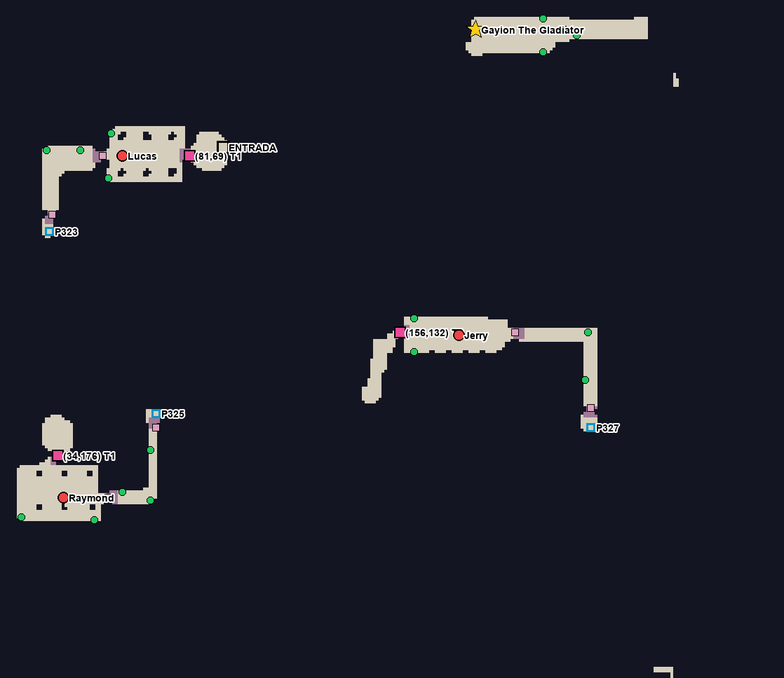 Mapa 4 de Imperial Guardian con puertas, estatuas, mini bosses, jefes y portales